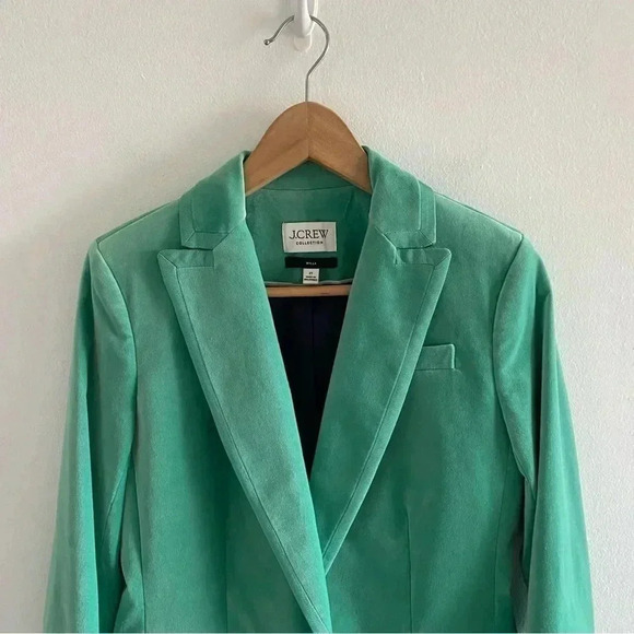J. Crew Collection Willa blazer in tipped stretch velvet Green Sz 2 Tall - Picture 3 of 12
